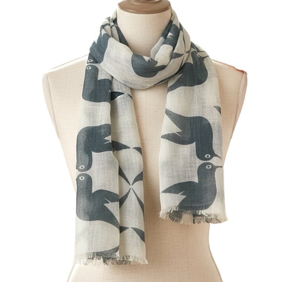 Creative Co-Op Accessories - NWT Creative Co-Op Gauzy Linen Love Bird Print Scarf 70 Inch